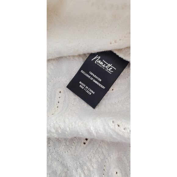 Coquette Nanette Lepore Paisley Embossed Long Sleeve Ivory High Neck Top XS - Picture 5 of 7